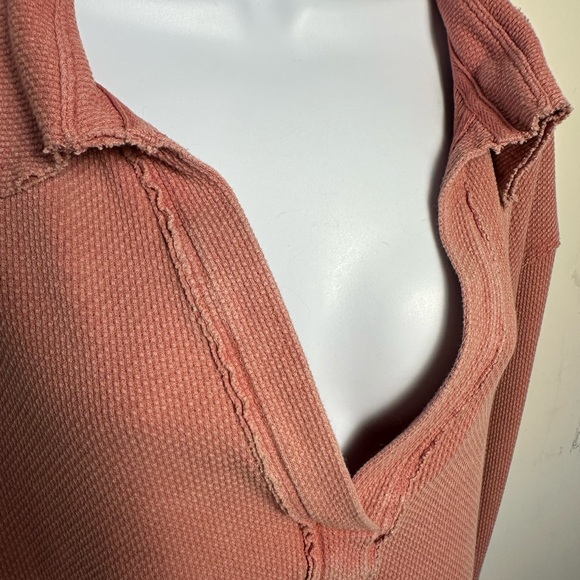 Free People Dusty Rose Long Sleeve Top with Hand Warmers - Picture 2 of 7